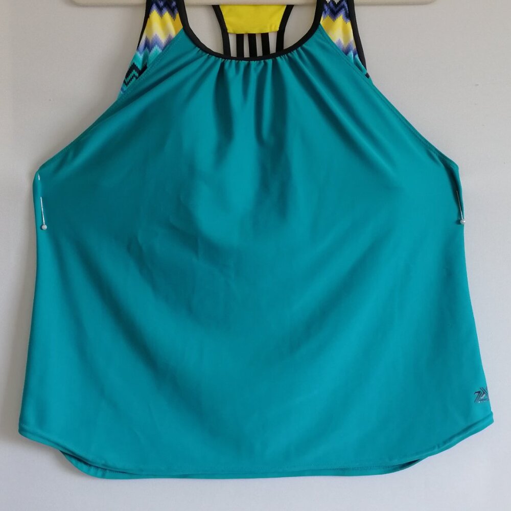 ZeroXpousr Womens Teal Blue Built In Bra Comet UPF 30 Tankini Swimsuit Top S - Picture 3 of 6